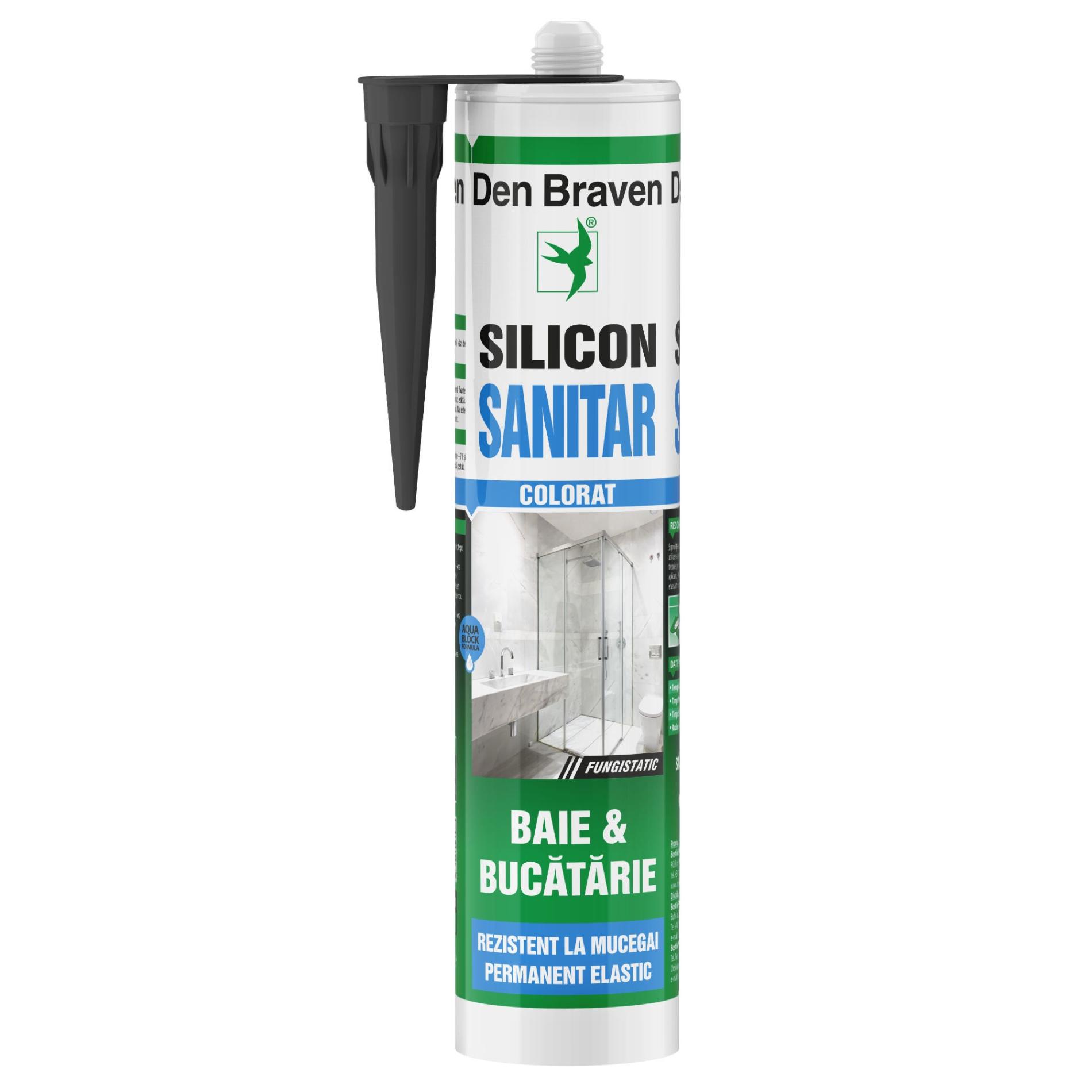 Adezivi & Siliconi - Silicon sanitar Den Braven, negru, 280 ml, olint.ro