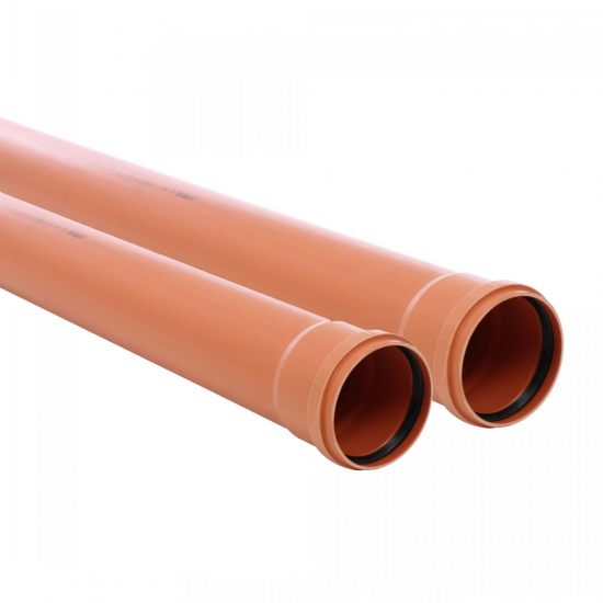 Teava PVC D125 cu 1mufa L4M SN4 dimensiuni 4 m x 12.5 cm culoare portocalie