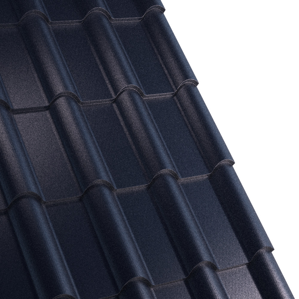 Tigla metalica Rufster Terra Eco 0,45 mm grosime 9005 MS negru mat structurat 2.22 m