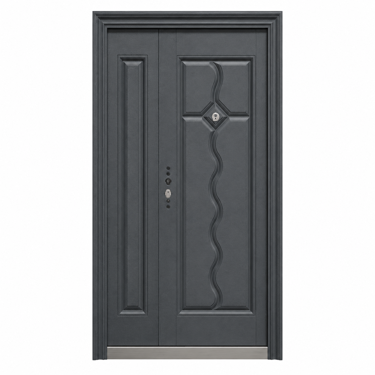 Metalice - Usa metalica dubla 002, deschidere dreapta, dimensiune 120 x 205 cm, grosime 7 cm, culoare gri antracit, olint.ro