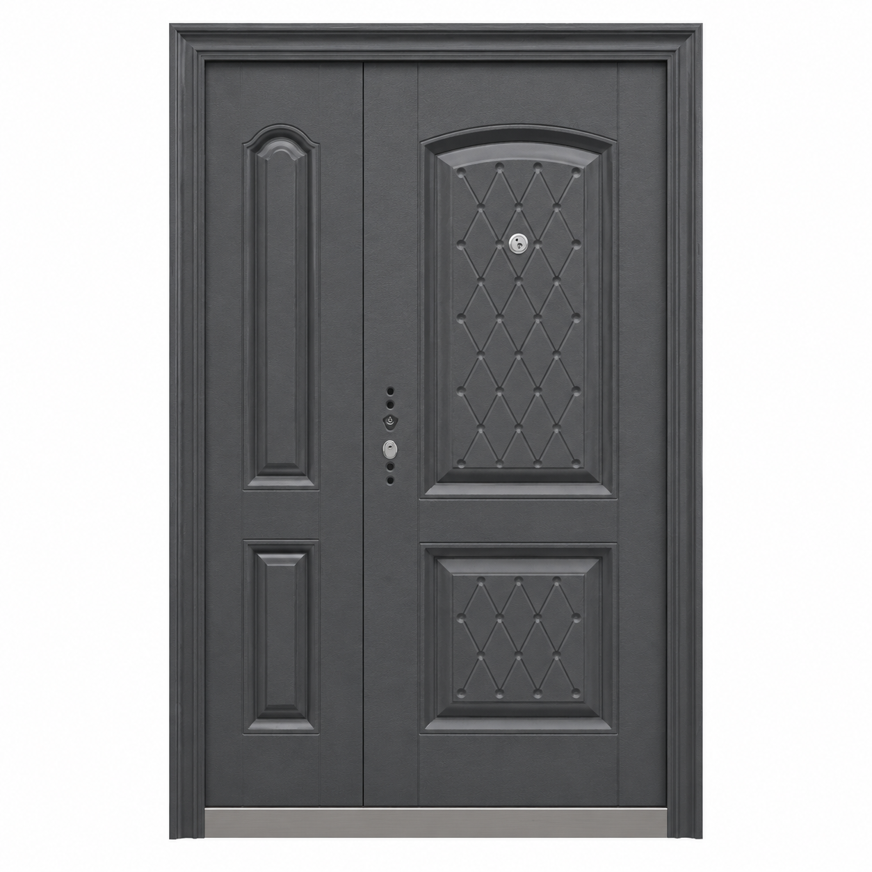 Metalice - Usa metalica dubla 005, deschidere dreapta, dimensiune 140 x 205 cm, grosime 7 cm, culoare gri antracit, olint.ro