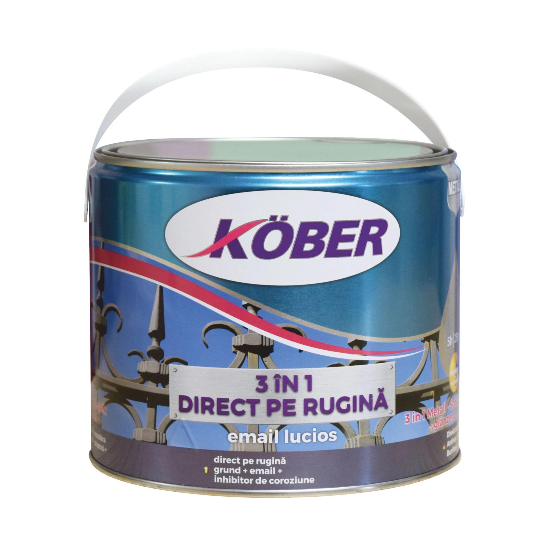 Vopsea 3in1 direct pe rugina cu efect lucios, Kober, gri grafitat 2.5 L