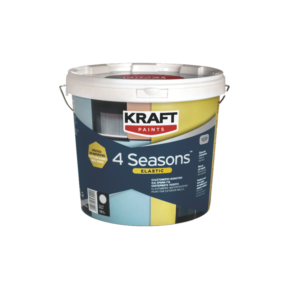 Vopsea lavabila, acrilica, elastomerica, exterior, Kraft 4 Seasons alb 3 L
