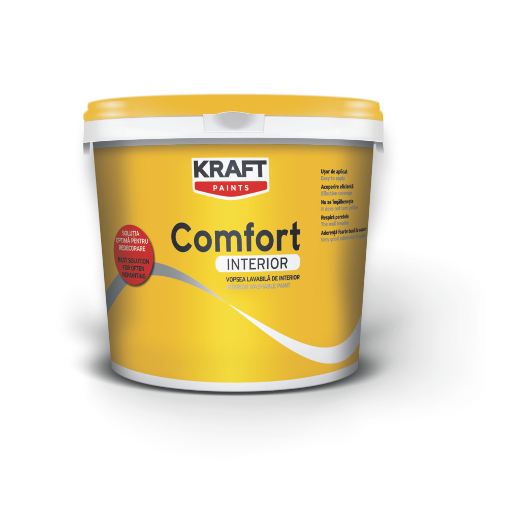 Vopsea lavabila, interior, Kraft Confort alb 4 L