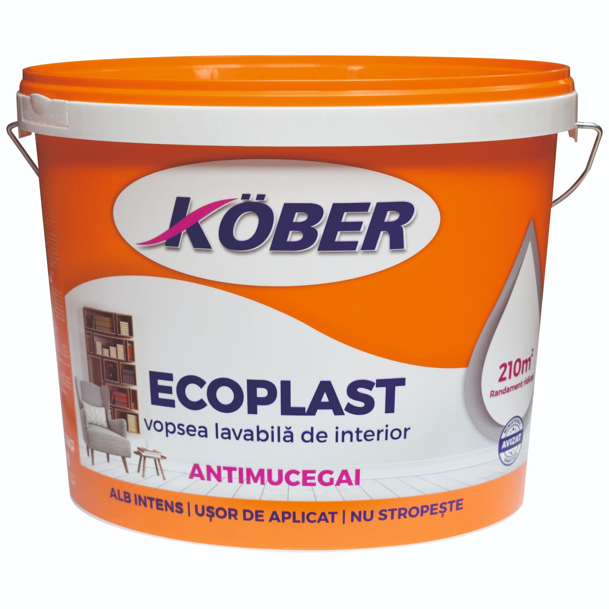 Vopsea lavabila Kober Ecoplast 15 L + Amorsa 3 L Cadou