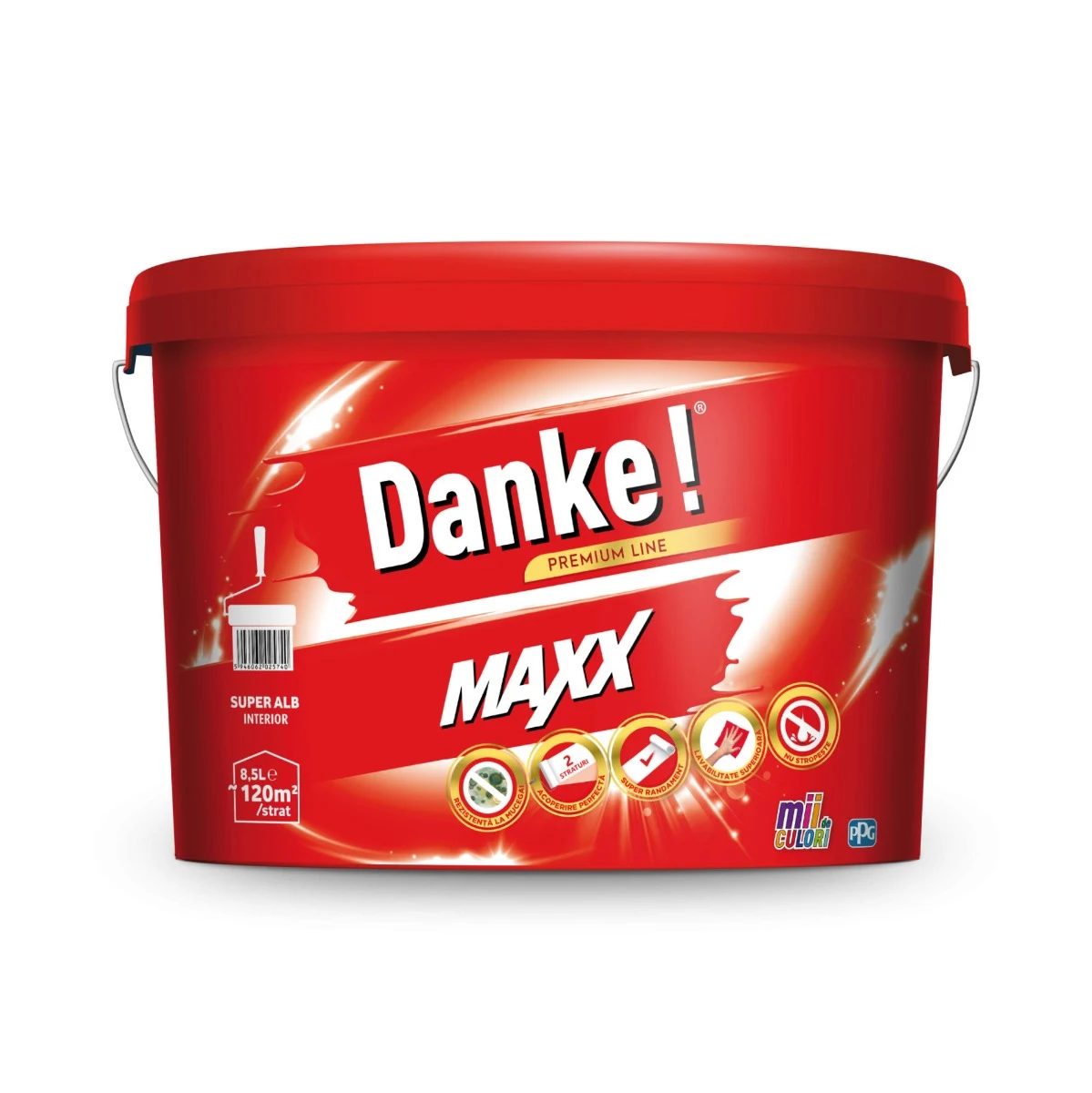 Vopsea lavabila pentru interior, Danke Maxx, ambalare 8,5 L, culoare alba