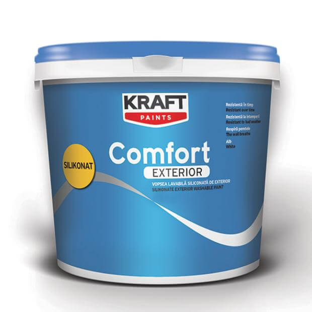 Vopsea lavabila siliconata pentru exterior, Kraft Comfort Exterior Silikonat, ambalare 4 L