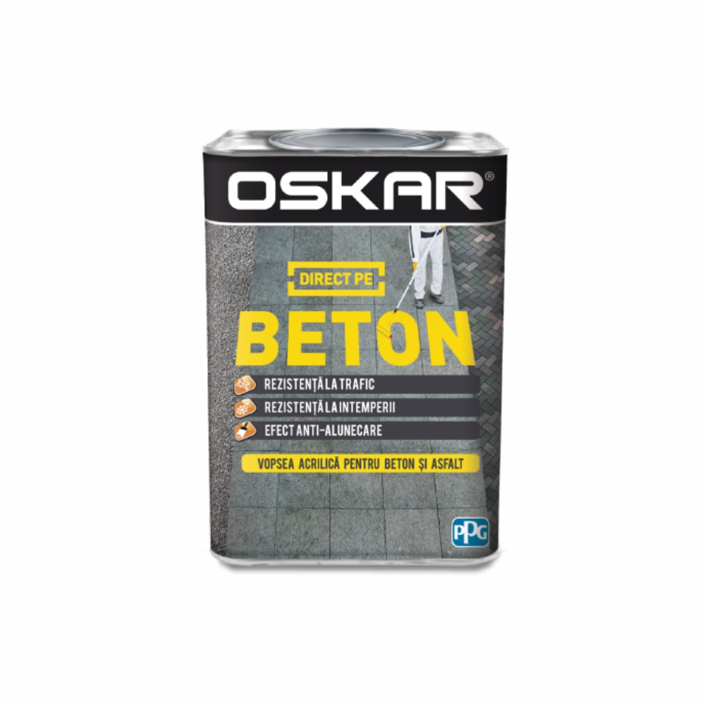 Vopsea pentru decorarea suprafetelor din beton si asfalt Oskar Beton, culoare gri deschis, ambalare 0.75 L