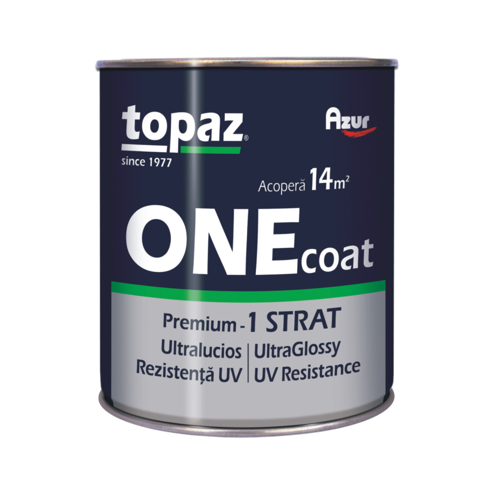 Vopsea premium ultralucioasa Topaz One Coat Azur alb 2.5 L