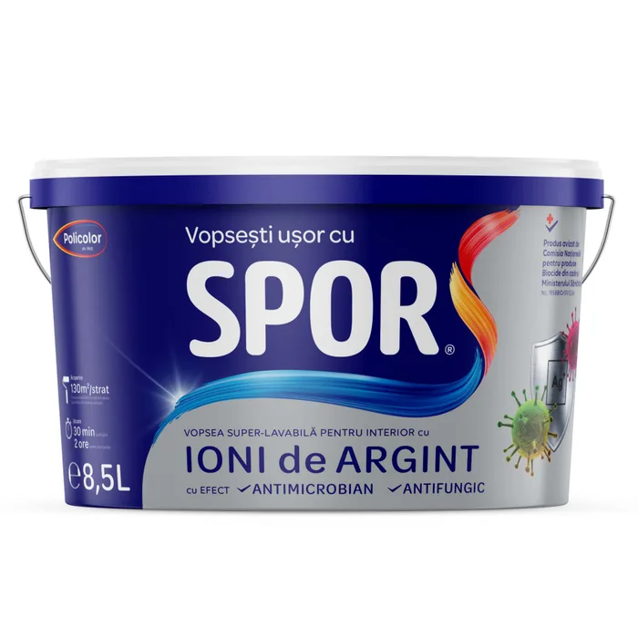 Varuri - Vopsea superlavabila Spor cu ioni de argint, ambalare 8,5 L, olint.ro