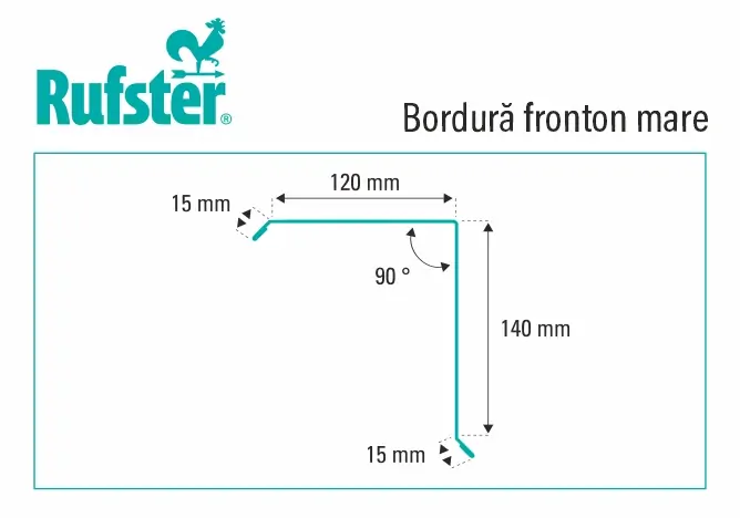 Bordura fronton mare Rufster Eco 0,45 mm grosime 3005 visiniu