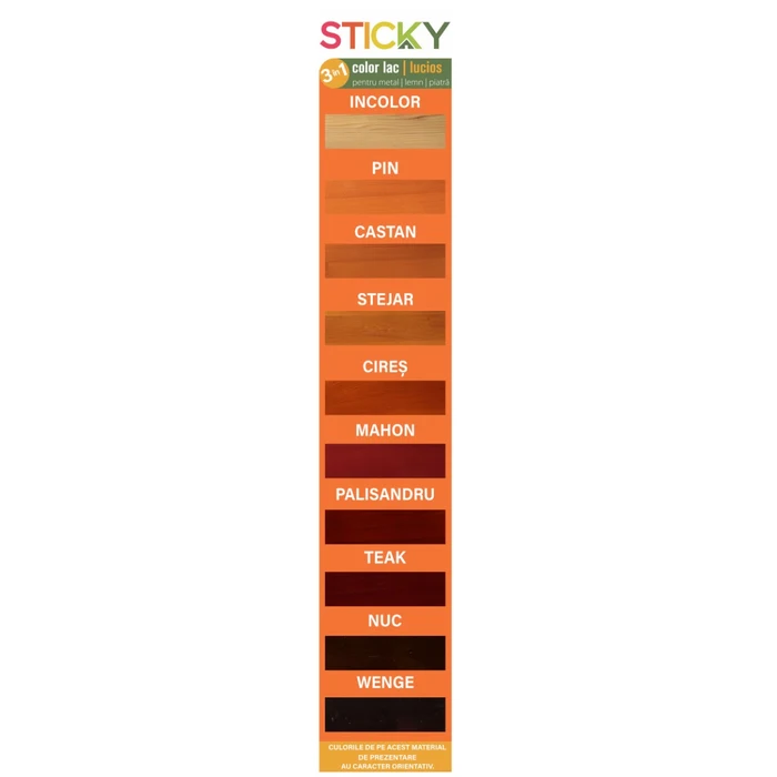 Lac alchidic pentru lemn, metal sau piatra Sticky, interior - exterior, 0.75 L culoare teak