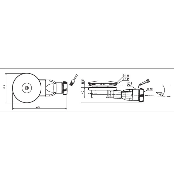 Sifon pentru cadita dus, slim extraplat, Wirquin, cromat, D 90 mm