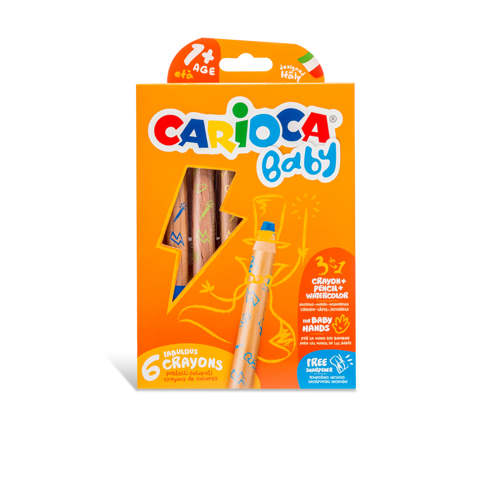Creioane color 3 in 1 Baby 1+ Carioca, 6/set