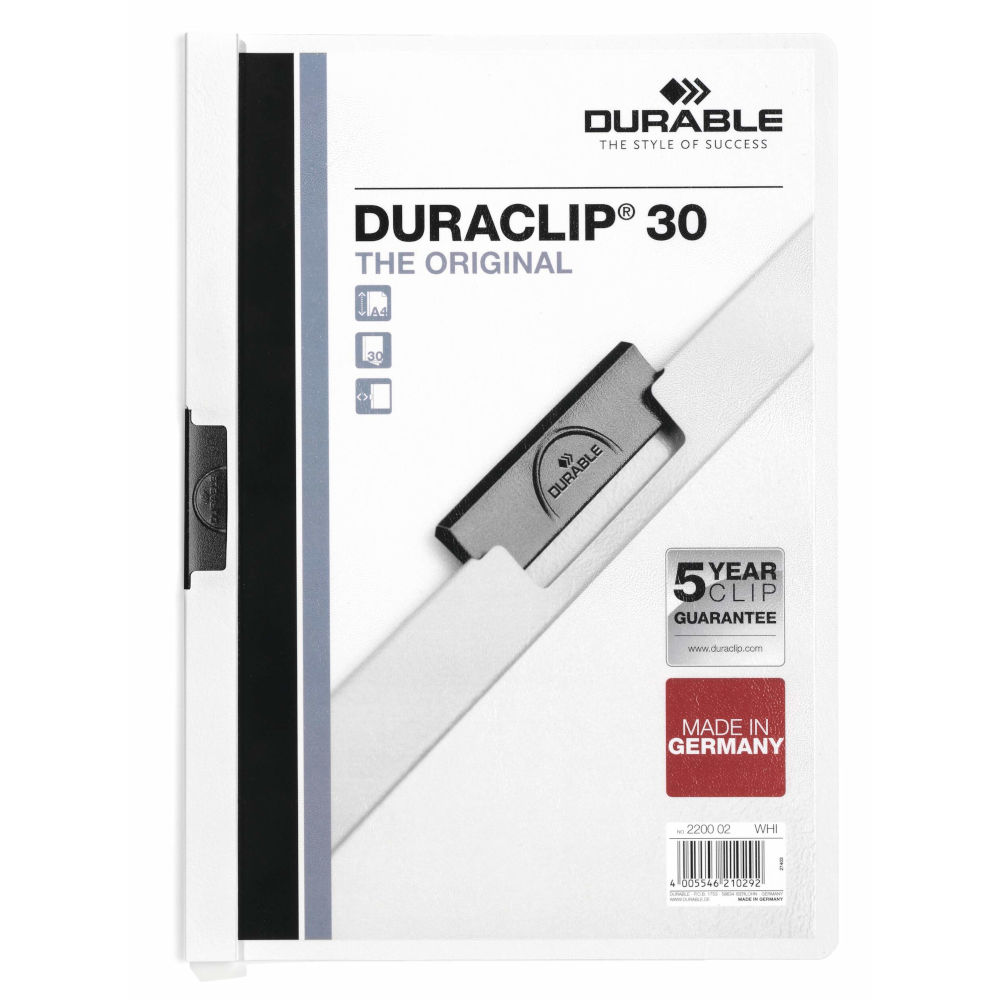 Dosar plastic cu clema cap. 30 foi A4 Durable Duraclip Original