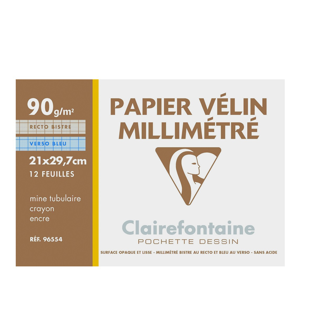 Hartie milimetrica A4 90g/mp 12 coli/plic Clairefontaine