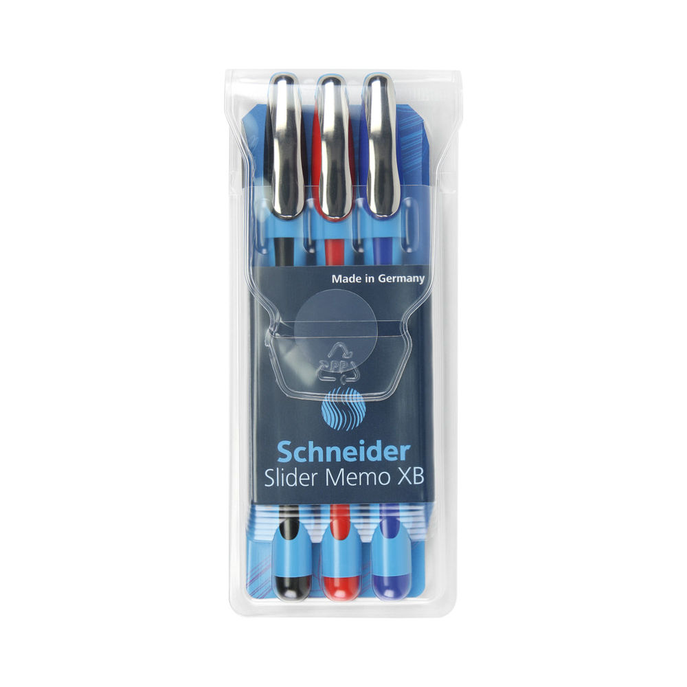 Set 3 x pix cu gel Schneider Slider Memo XB 0.6mm - pixuri colorate unica folosinta