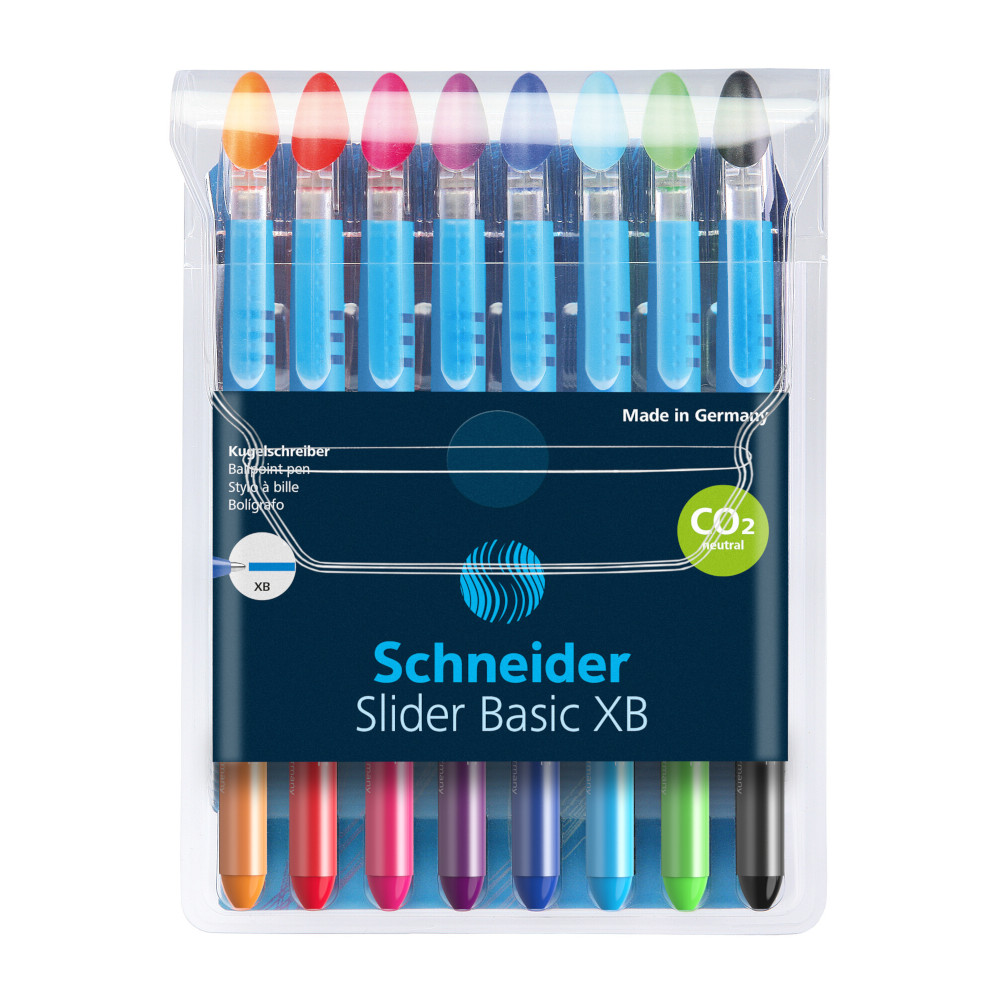 Set 8 x pix cu gel Schneider Slider Basic XB 0.6mm - pixuri colorate unica folosinta