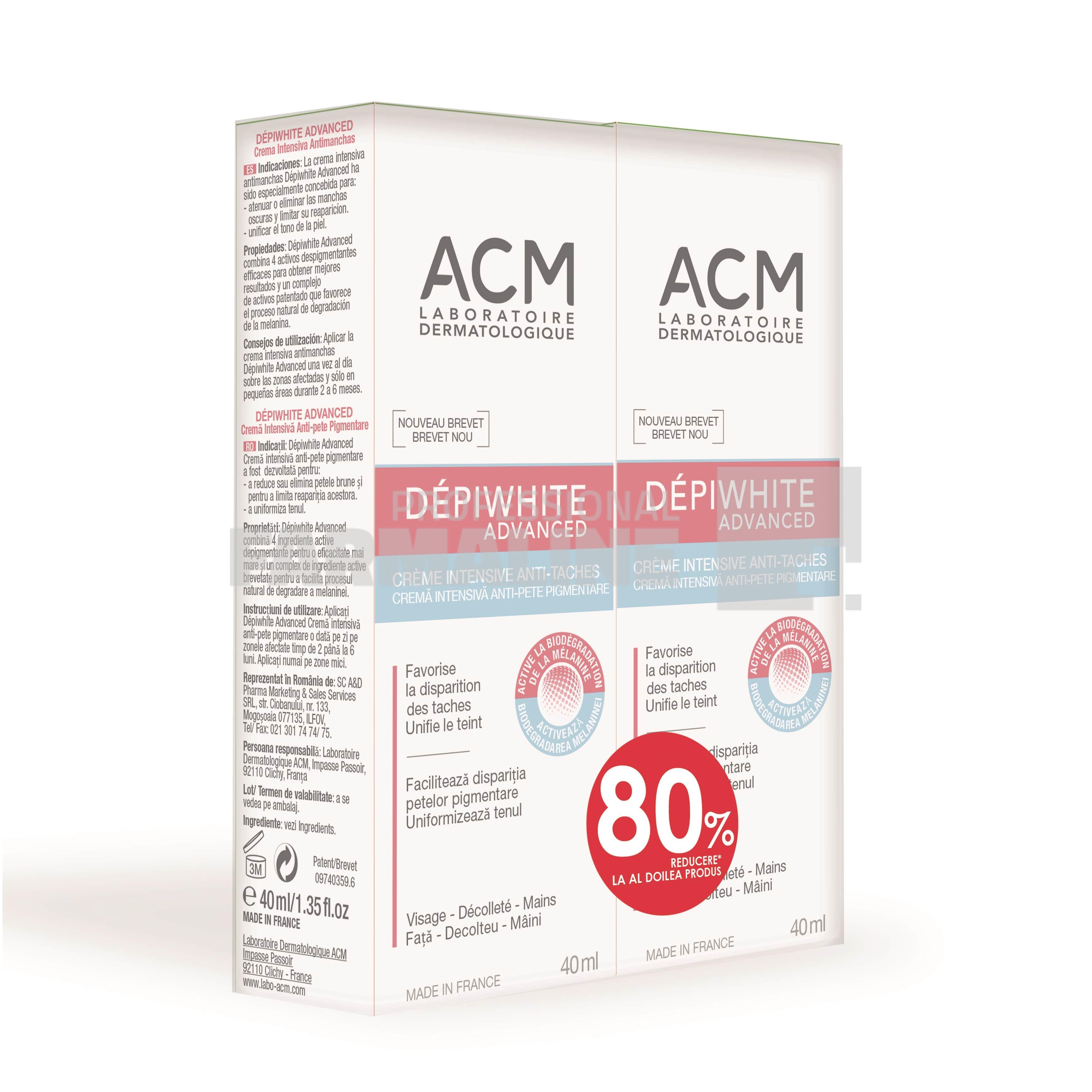 ACM Pachet Depiwhite Advance Crema 40ml 1 + 1 cu 80% reducere