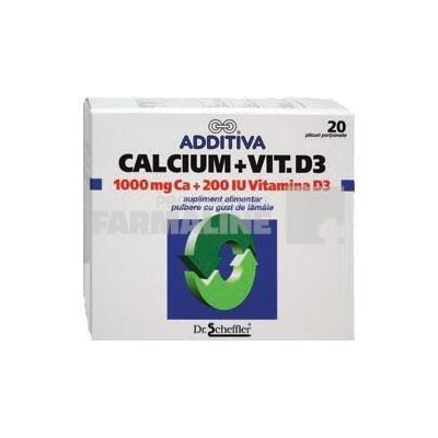calciu 1000 mg si vitamina d3 pret Additiva Calcium 1000 mg + Vitamina D3 20 plicuri