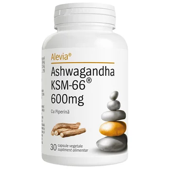 Alevia  ashwaganda ksm-66600 mg cu piperina 30 cps.