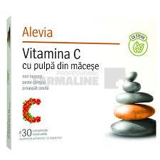 Alevia Vitamina C din pulpa de macese cu stevie 30 comprimate masticabile