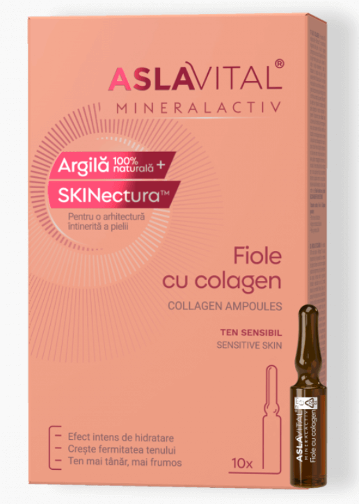 Aslavital Mineralactiv fiole cu colagen, argila si skinectura pentru ten sensibil 10 fiole
