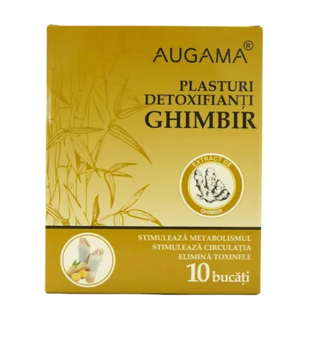 Augama Plasturi detoxifianti cu ghimbir pentru talpi 10 cm x 12 cm 10 bucati