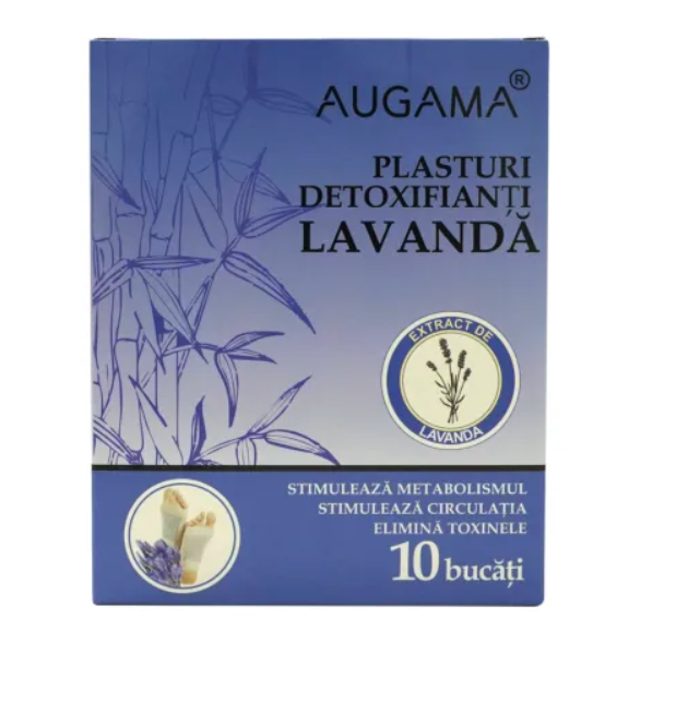 Augama Plasturi detoxifianti cu lavanda pentru talpi 10 cm x 12 cm 10 bucati