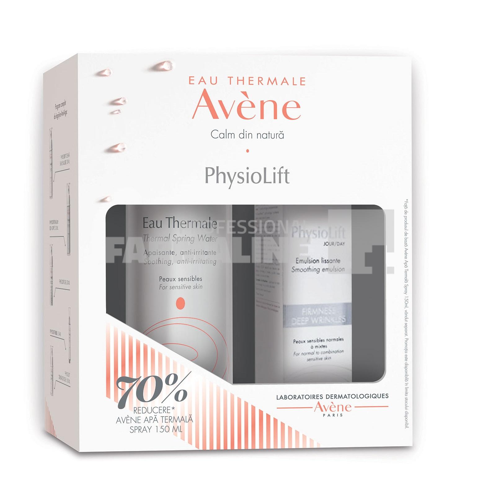 Avene Pachet Physiolift Emulsie anti-age 30 ml + 70% reducere Apa Termala 150 ml