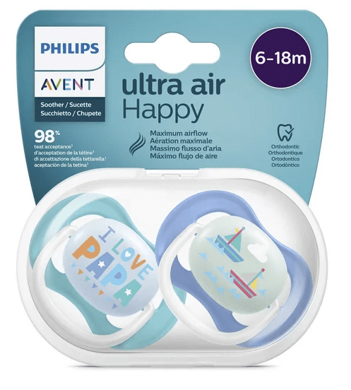 Avent SCF080/03 Suzete Ultra Air pentru 6-18 luni verde/albastru 2 bucati