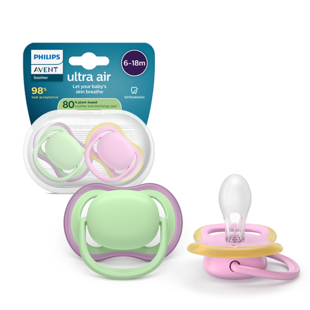 Avent scf087/12 suzete ulta air roz/ver 6-18m 2 buc Philips Avent