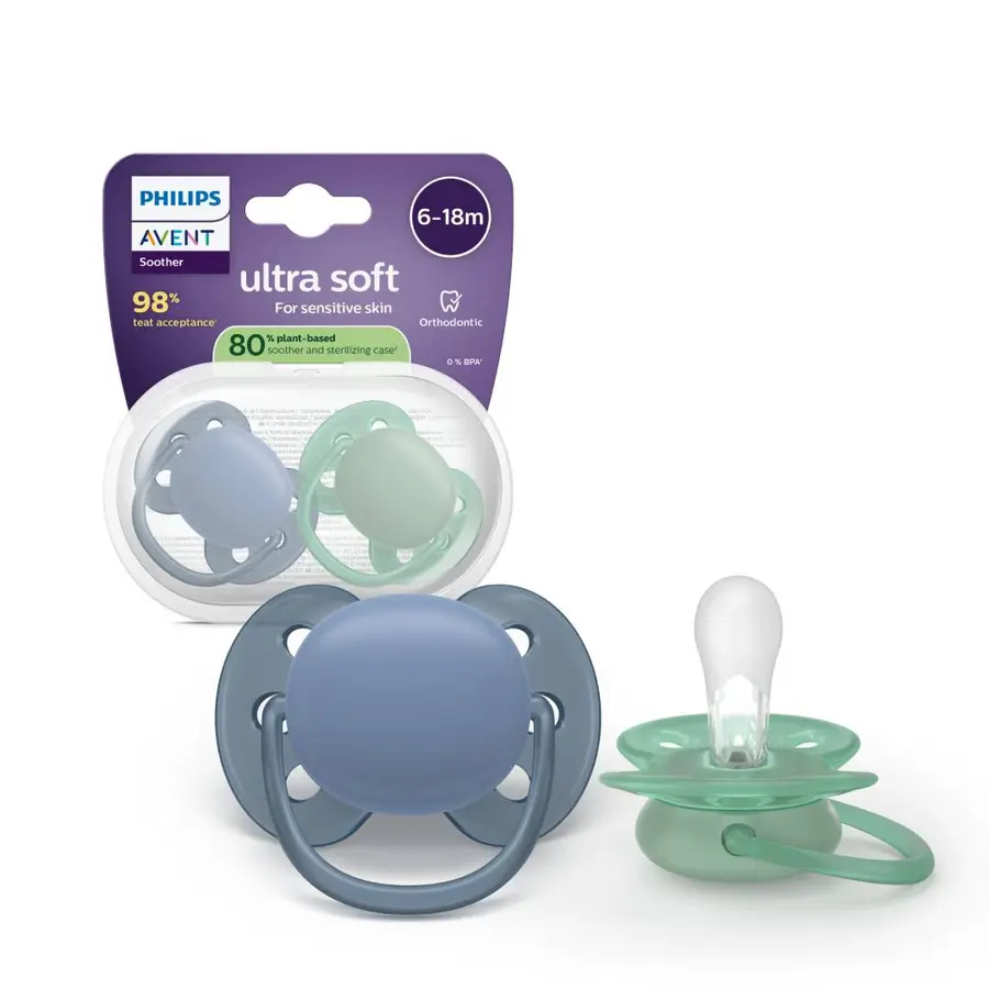 Avent SCF091/42 suzeta 6 - 18 luni ultra soft albastru verde x 2 buc