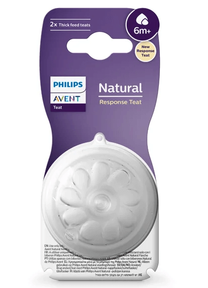 Avent SCY966/02 Tetina Natural Response debit rapid pentru hrana consistenta 6+ luni 2 bucati