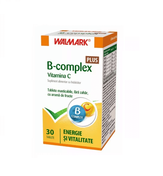 B Complex + Vitamina C cu aroma de fructe 30 tablete