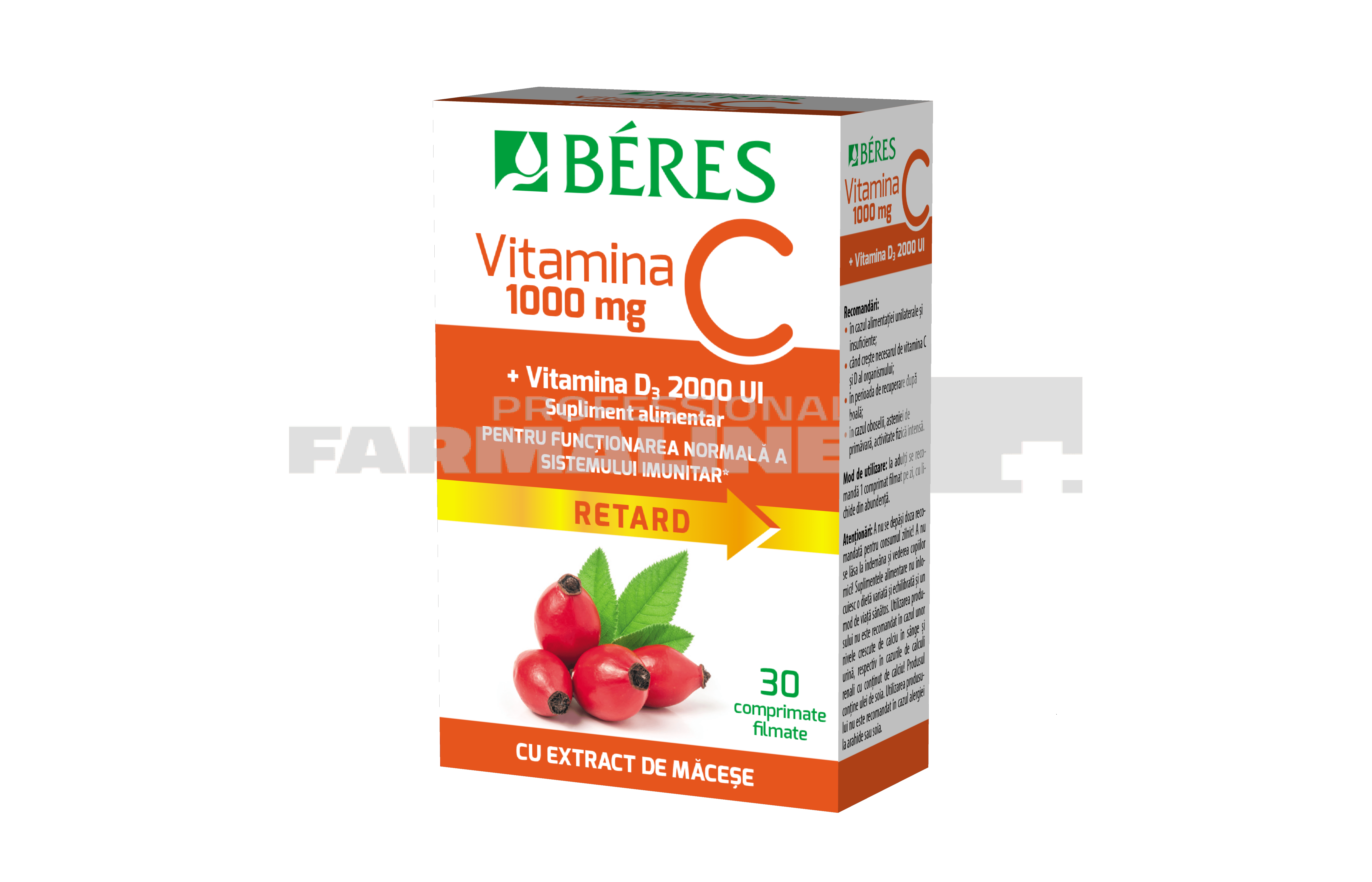Beres Vitamina C 1000 mg + Vitamina D3 2000 UI, 30 comprimate