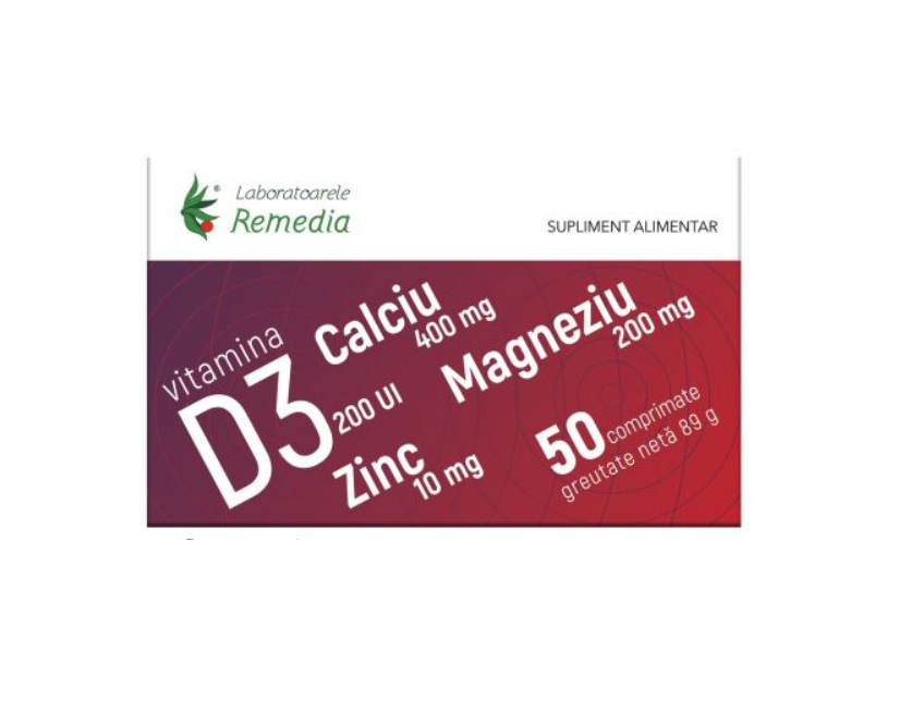 Calciu + Magneziu + Zinc + Vitamina D3 50 comprimate