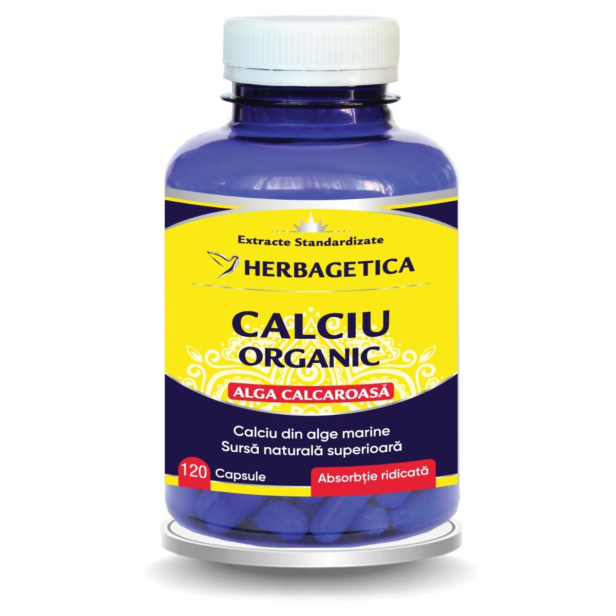 Calciu Organic  (alga calcaroasa ) 120 caps.  Herbagetica
