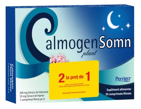 Calmogen Plant Somn 30 comprimate filmate duopack 2 la pret de 1