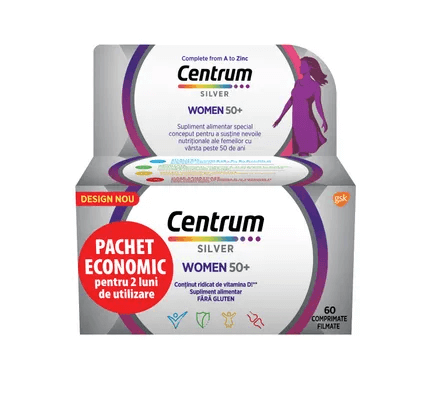 Centrum Silver 50+ de la A la Zinc pentru femei 60 comprimate