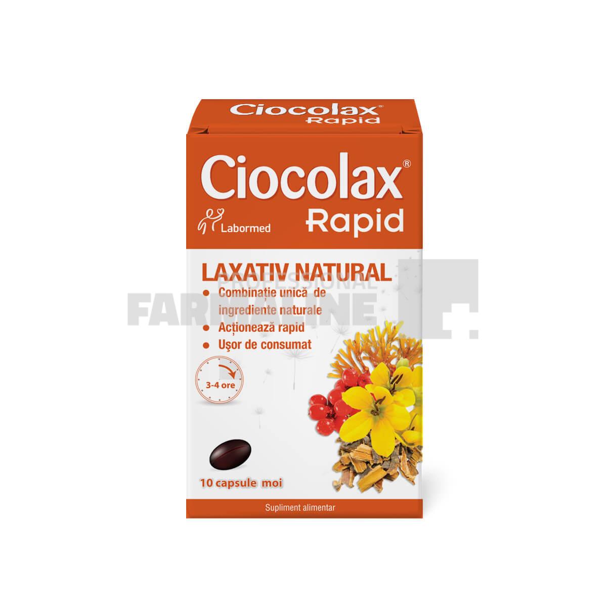 CIOCOLAX RAPID, 10 capsule moi, Labormed,Supliment alimentar cu un rapid efect laxativ