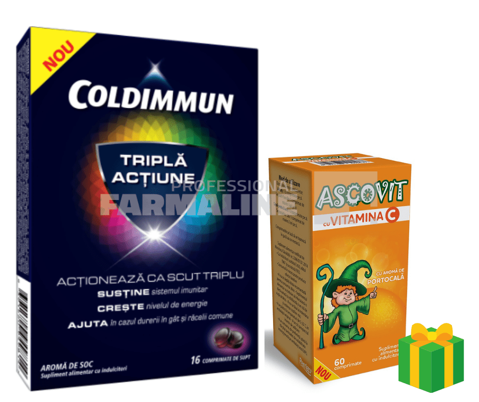 Coldimmun aroma de soc 16 comprimate + Ascovit portocala 60 comprimate Pachet promotional