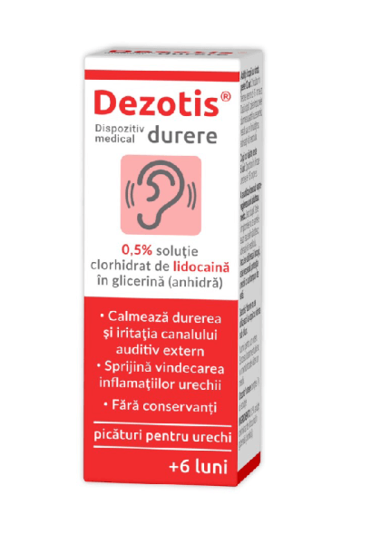 Dezotis Durere solutie auriculara cu lidocaina 0.5% 7g