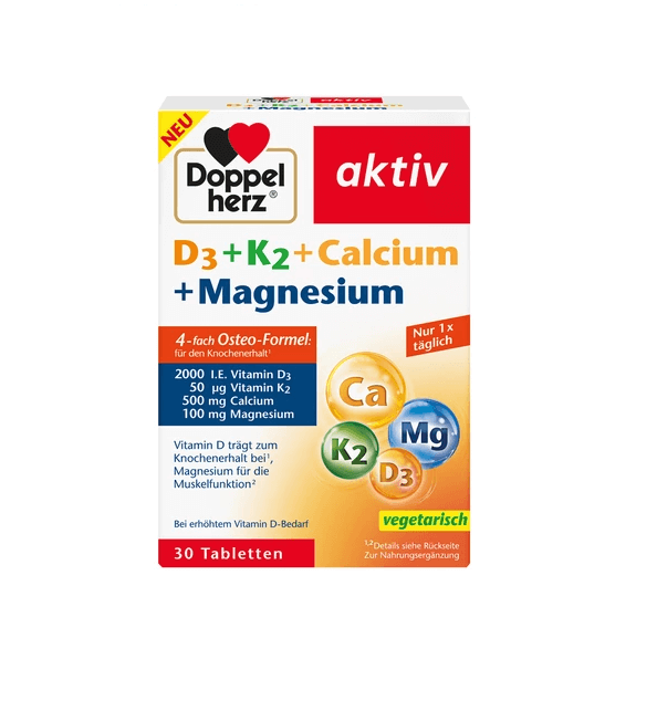 Doppelherz Aktiv D3+K2+Ca+Mg 30 comprimate