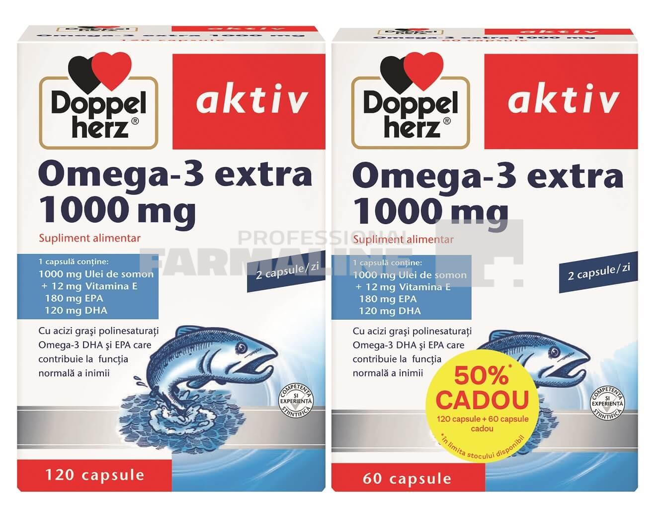 omega 3 doppelherz 120+60 dr max Doppelherz Aktiv Omega 3 Extra 1000 mg 120 capsule + 60 capsule Cadou