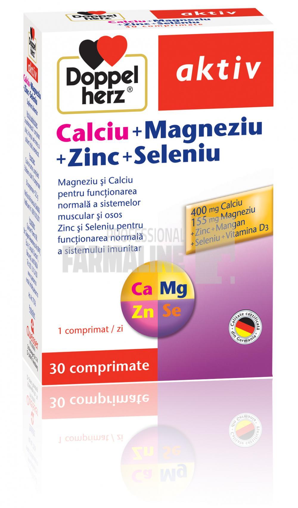 Doppelherz Aktiv Calciu + Magneziu + Zinc + Seleniu 30 comprimate