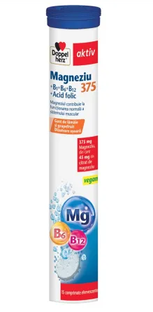 Doppelherz Aktiv Magneziu 375 + B1 + B6 + B12 +Acid folic 15 comprimate efervescente