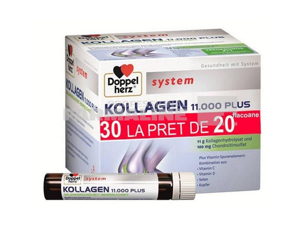 Doppelherz System Kollagen 11.000 plus 30 flacoane (la pret de 20 flacoane)