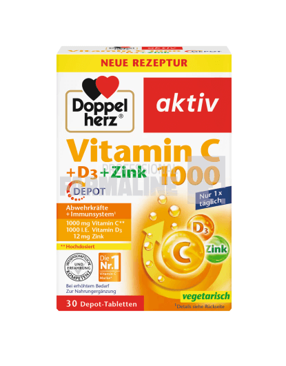 vitamina c 1000 mg + vitamina d3 si zinc Doppelherz Vitamina C 1000 mg + D3 + Zinc Depot 30 comprimate