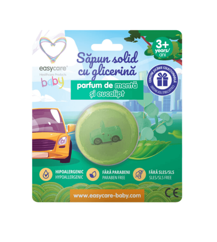 EasyCare Sapun solid cu glicerina si jucarie pentru copii parfum menta & eucalipt +3 ani 100g